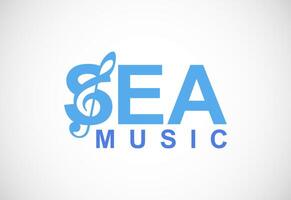 Sea music wave logo design template. Beach party logo vector