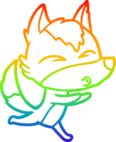 arco iris degradado línea dibujo de un dibujos animados lobo silbido png