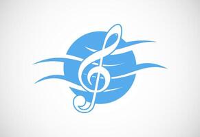 Sea music wave logo design template. Beach party logo vector