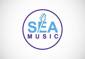 Sea music wave logo design template. Beach party logo vector