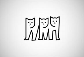 Three cats line logo design template. Logo for pet care, pet shop etc vector