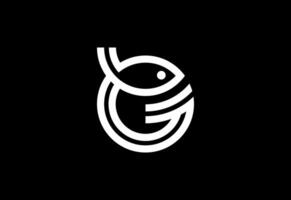 Letter G fish logo design illustration. Fishing logo vector