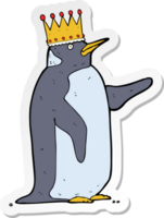 adesivo de um pinguim de desenho animado usando coroa png