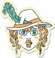 grunge sticker of a human bard character png