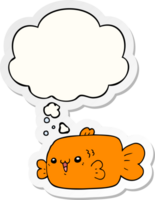 cartoon fish with thought bubble as a printed sticker png