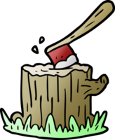 cartoon axe stuck in tree stump png