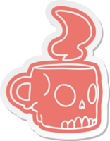 cartoon sticker of a skull mug png