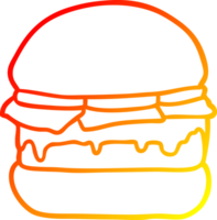 caloroso gradiente linha desenhando do uma empilhado hamburguer png