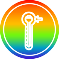 hoch Temperatur kreisförmig Symbol mit Regenbogen Gradient Fertig png