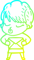 cold gradient line drawing of a cartoon woman with eyes shut png