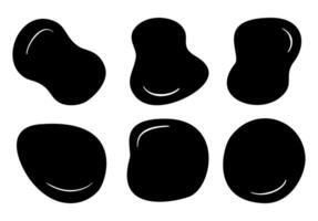 Liquid blob shapes, organic random forms, black fluid silhouette, simple smooth ink stain. Hand drawn shapes and frames for social media. vector