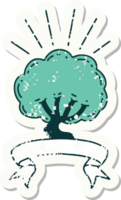 worn old sticker of a tattoo style tree png