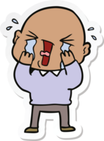 sticker of a cartoon crying bald man png