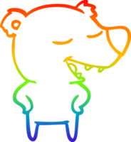 rainbow gradient line drawing of a cartoon bear png