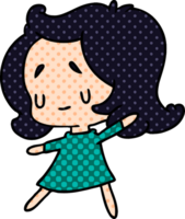 cartoon illustration of a cute kawaii girl png