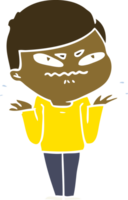 homem exasperado dos desenhos animados de estilo de cor plana png