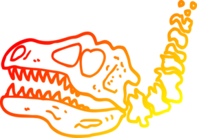 warm gradient line drawing of a cartoon dinosaur bones png