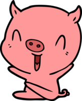 sitzendes schwein der glücklichen karikatur png