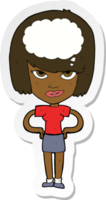 sticker of a cartoon woman thinking png