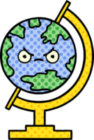 comic book style cartoon of a globe of the world png