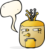 cabeza de robot de dibujos animados con burbujas de discurso png