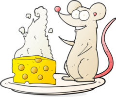 hand drawn cartoon mouse with cheese png