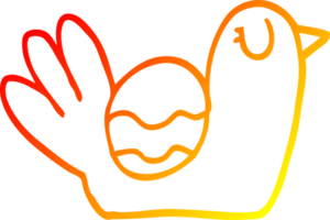 warm gradient line drawing of a cartoon nesting bird png