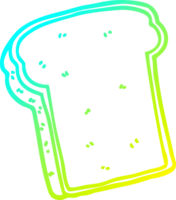 cold gradient line drawing of a cartoon slice of bread png