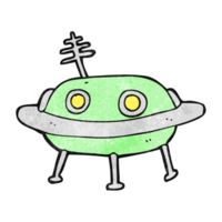 hand textured cartoon alien spaceship png