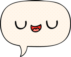 cute cartoon face with speech bubble in comic book style png