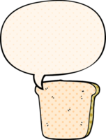 dibujos animados rebanada de un pan con habla burbuja en cómic libro estilo png