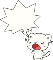 cute cartoon cat crying with speech bubble png