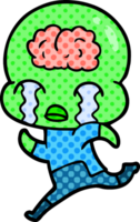 cartoon big brain alien crying png