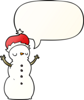 cartoon snowman with speech bubble in smooth gradient style png