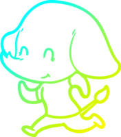 cold gradient line drawing of a cute cartoon elephant png