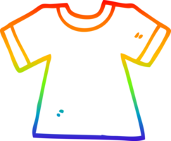 rainbow gradient line drawing of a cartoon tee shirt png