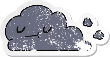 bedrövad klistermärke tecknad serie illustration av söt Lycklig moln png