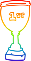 rainbow gradient line drawing of a cartoon sports trophy png