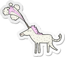 pegatina de un unicornio mágico de dibujos animados png