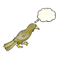 corvo de desenho animado com balão de pensamento png