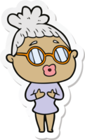 sticker of a cartoon woman wearing spectacles png