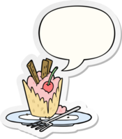 cartoon tasty dessert with speech bubble sticker png