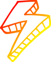 warm gradient line drawing of a cartoon lightening bolt png