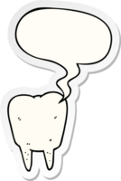 desenho animado dente com discurso bolha adesivo png