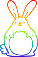 rainbow gradient line drawing of a cartoon rabbit png