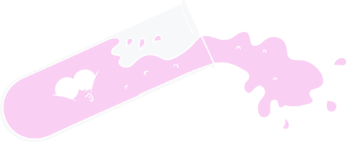 tubo de ensaio de desenho animado estilo de cor plana derramando png