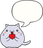 fofa desenho animado gato dentro amor com discurso bolha png