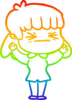 arco iris degradado línea dibujo de un dibujos animados mujer png