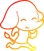 warm gradient line drawing of a cute cartoon elephant png