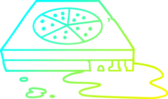 cold gradient line drawing of a cartoon greasy pizza png